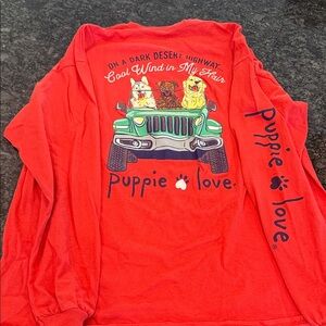 Red Puppie Love Graphic Long Sleeve Shirt